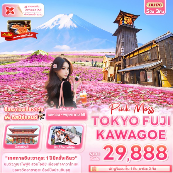 IT-JXJ178 Pink Moss TOKYO FUJI KAWAGOE 5วัน 3คืน